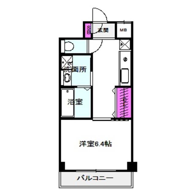 ヒルズ桜宮(1K/4階)の間取り写真