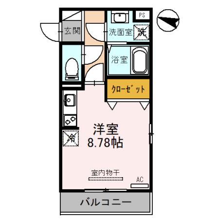 リバーハイツIII(ワンルーム/2階)の間取り写真