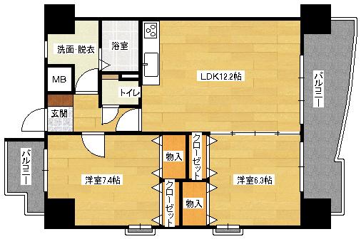 東雲マンション(2LDK/3階)の間取り写真
