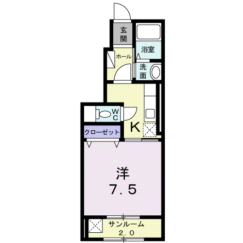 サンメゾンA(1K/1階)の間取り写真