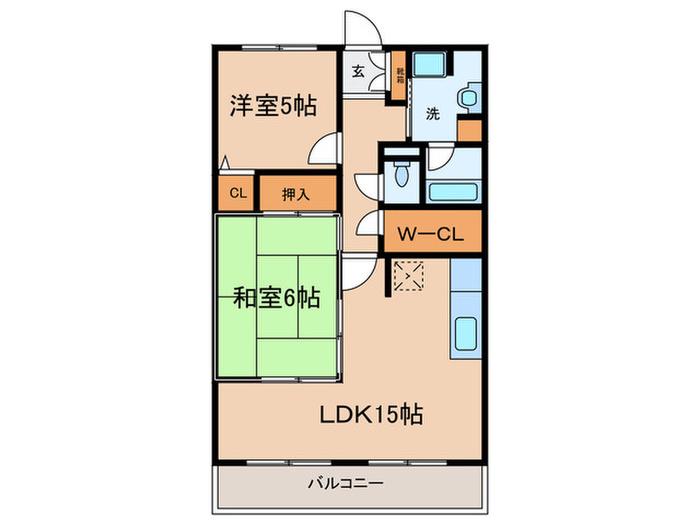 ジャスミンコート(2LDK/3階)の間取り写真