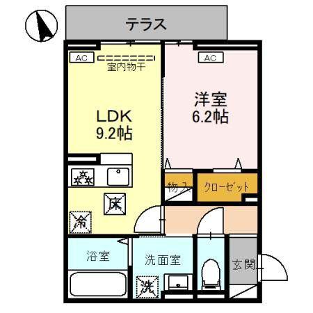 Dアヴァンス赤山町(1LDK/1階)の間取り写真