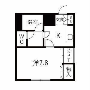 ヴィラモジュール春日(1K/1階)の間取り写真