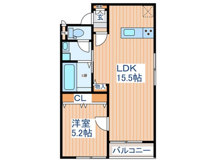 PERLA銀杏町(1LDK/3階)の間取り写真