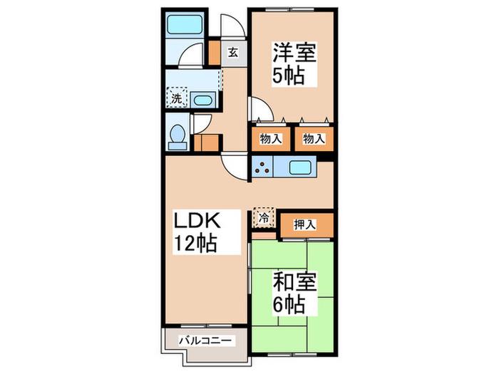 テラス都筑中央公園(2LDK/4階)の間取り写真