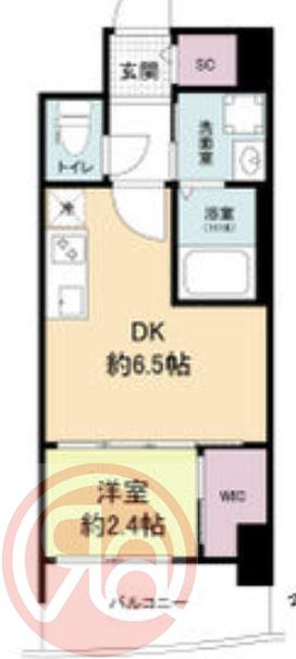 セレニテ九条リアン(1DK/4階)の間取り写真