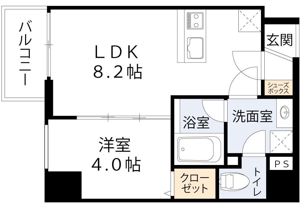 ブエナビスタ梅田イースト(1LDK/8階)の間取り写真