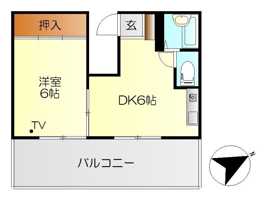 アメニティー本通(1DK/7階)の間取り写真