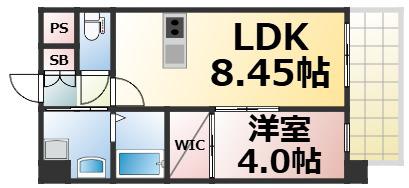 カウ二ス巽北(1LDK/2階)の間取り写真