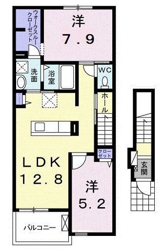 ミドルA(2LDK/2階)の間取り写真
