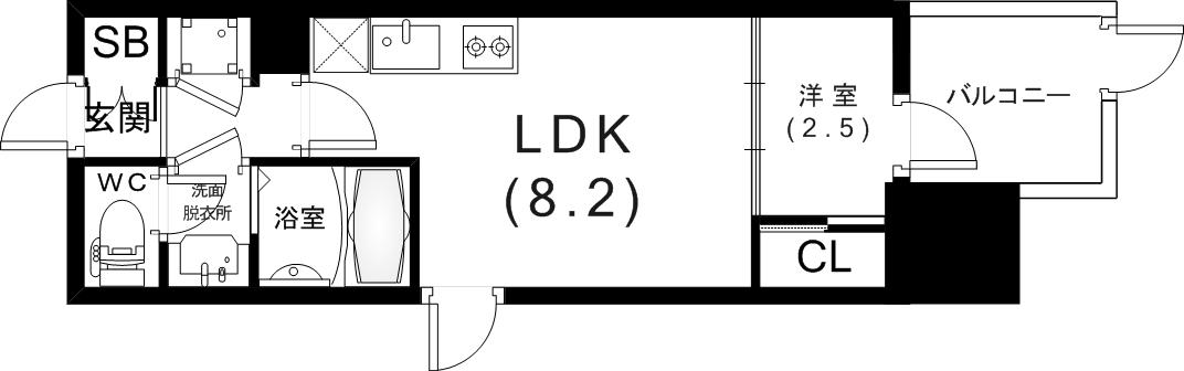 セレニテ神戸駅前アリエ(1LDK/11階)の間取り写真