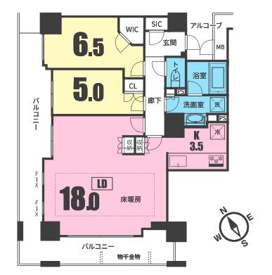 ザ・レジデンス神戸元町通(2LDK/11階)の間取り写真