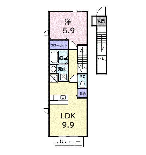 メゾンY04(1LDK/2階)の間取り写真