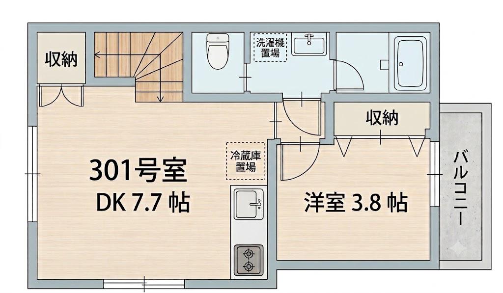 ノーム中井(1DK/3階)の間取り写真