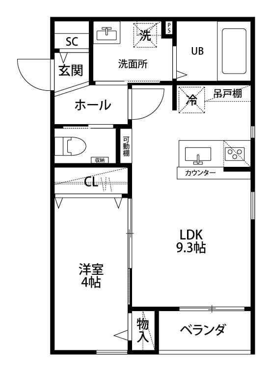 ガロンヌ上所上(1LDK/3階)の間取り写真