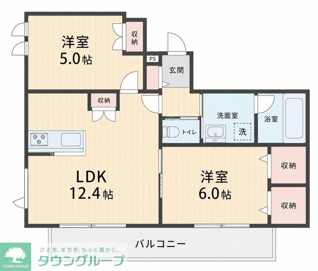 BONHEUR DE CHIEN KITAAYASE(2LDK/1階)の間取り写真