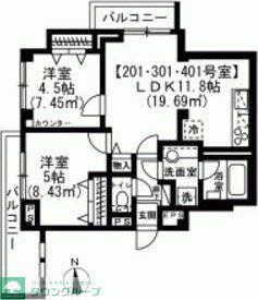 スカイエ西日暮里(2LDK/2階)の間取り写真