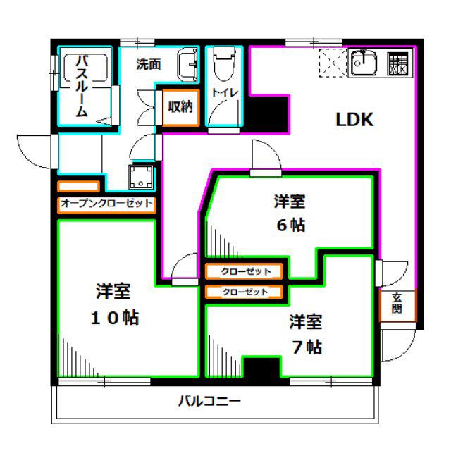 S.吉祥寺(3LDK/1階)の間取り写真