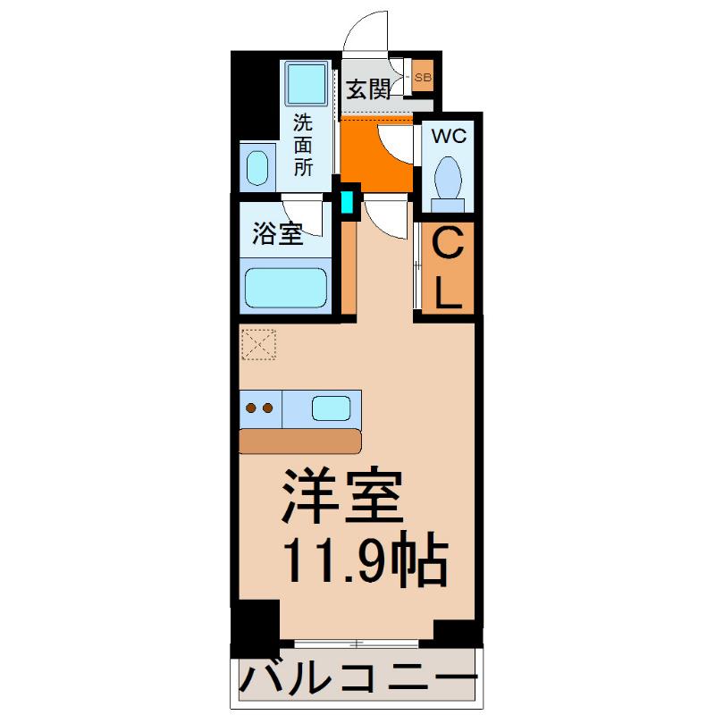 S-FORT金山(ワンルーム/4階)の間取り写真
