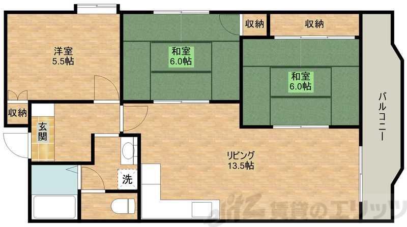 サンヒルズ五月(3LDK/3階)の間取り写真
