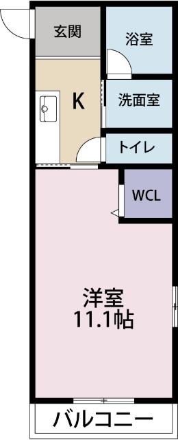 アンバーII(1K/1階)の間取り写真