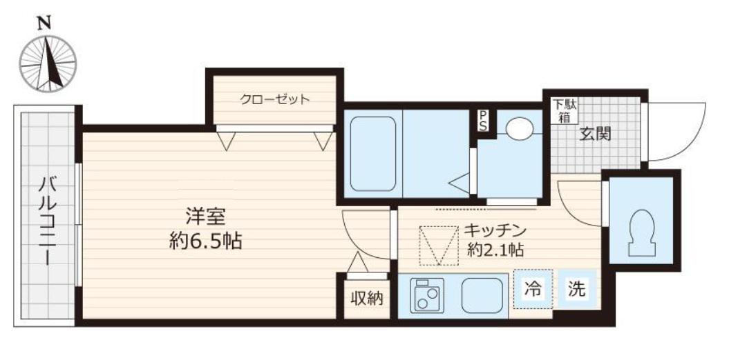 GLガーデン町屋(1K/1階)の間取り写真