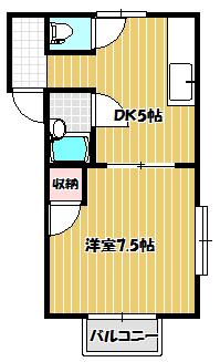 JR常磐線 牛久駅 徒歩30分 2階建 築32年(1DK/2階)の間取り写真