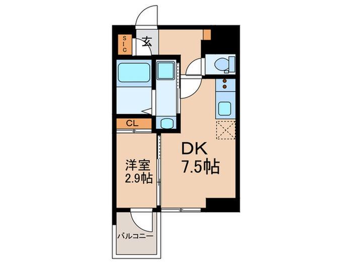 コンフォリア・リヴ南森町II(1DK/8階)の間取り写真
