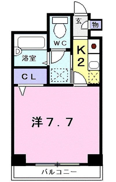 マイルストーン立町(1K/2階)の間取り写真