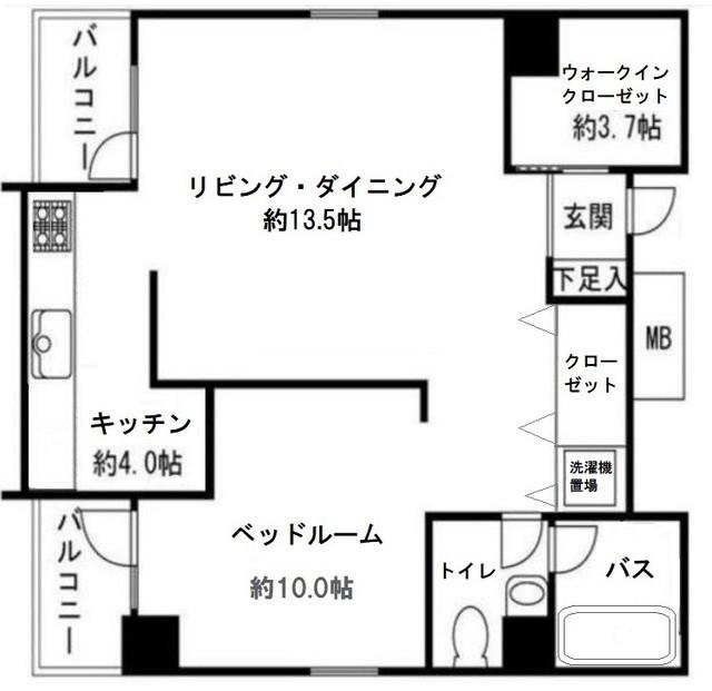OKUSAWA APARTMENTS(1LDK/2階)の間取り写真