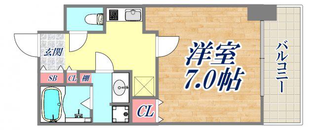 トア山手フラッツ(1K/4階)の間取り写真