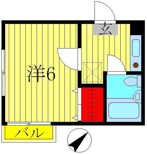 ジュネパレス新柏A(1K/1階)の間取り写真