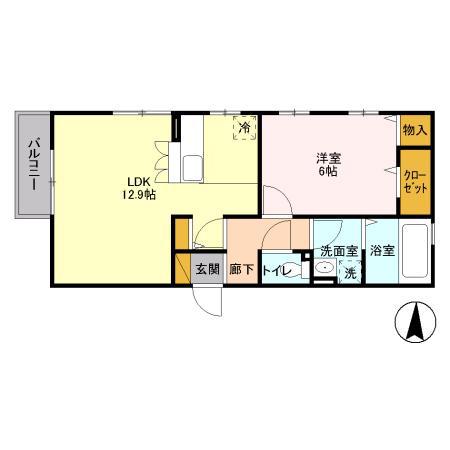 フラッツ中野(1LDK/1階)の間取り写真