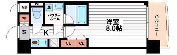 エスライズ本町東(1K/12階)の間取り写真
