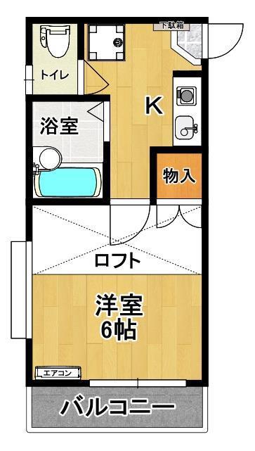 パレス安積III(1K/2階)の間取り写真