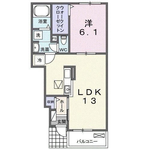 ラ テール ミー(1LDK/1階)の間取り写真