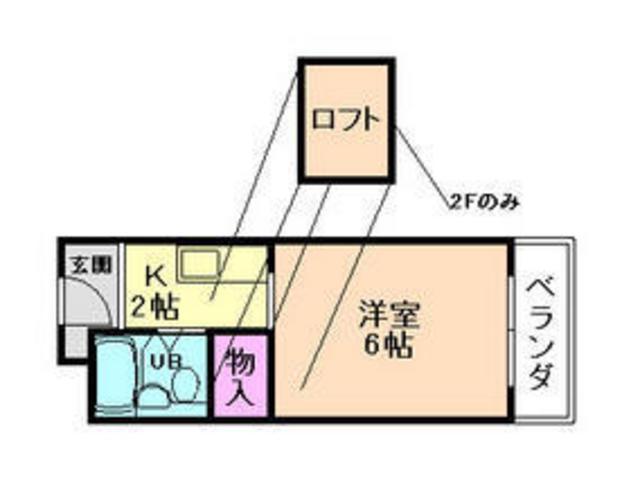 プレアール天神(1K/2階)の間取り写真