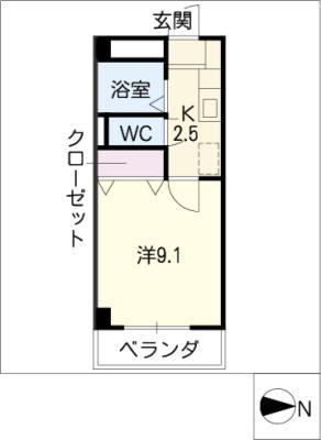 司町マンション(1K/2階)の間取り写真