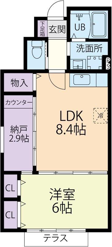 OAK HEIGHTS II(1LDK/1階)の間取り写真