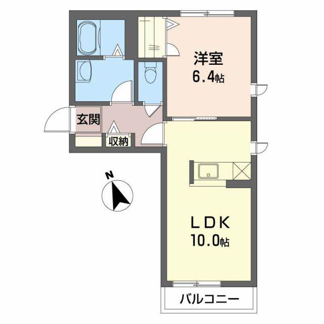 グリーンヒル稲熊A棟 A(1LDK/2階)の間取り写真