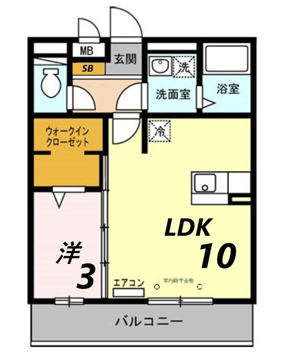 セジュール白浜 A棟(1LDK/2階)の間取り写真