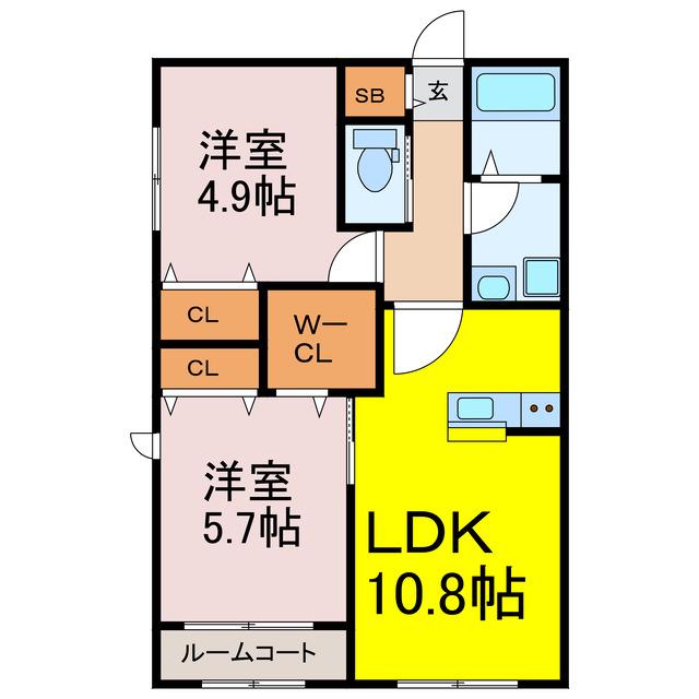 フランシーズB(2LDK/2階)の間取り写真