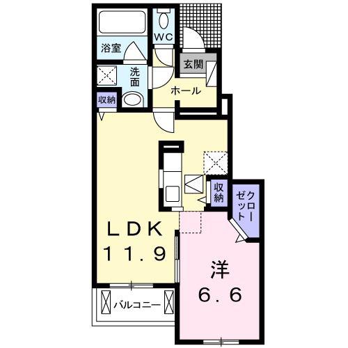 ル・フェリシオ(1LDK/1階)の間取り写真