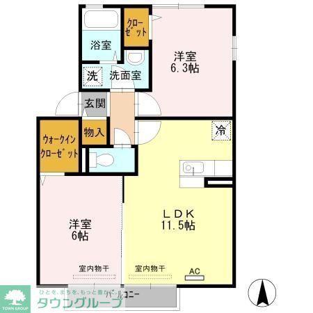 ハレルアナ(2LDK/2階)の間取り写真