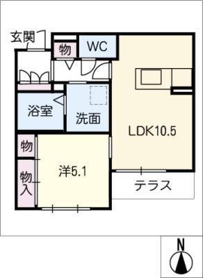 ヘリテージ パークI(1LDK/1階)の間取り写真