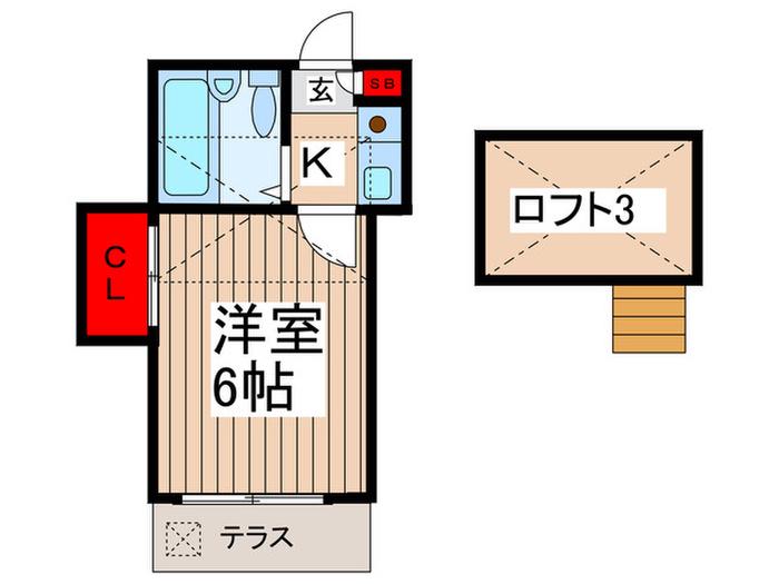 エスポワール(1K/1階)の間取り写真
