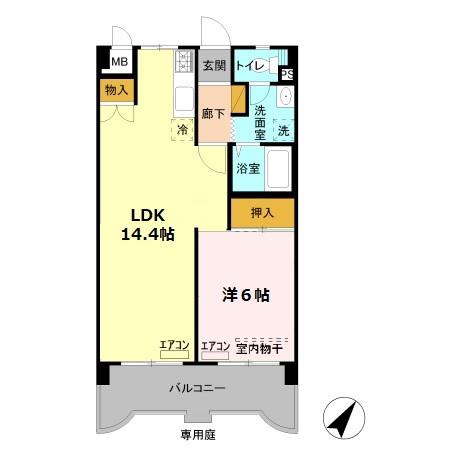 ティーワイパレス(1LDK/4階)の間取り写真