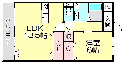 エクシブII番館(1LDK/4階)の間取り写真
