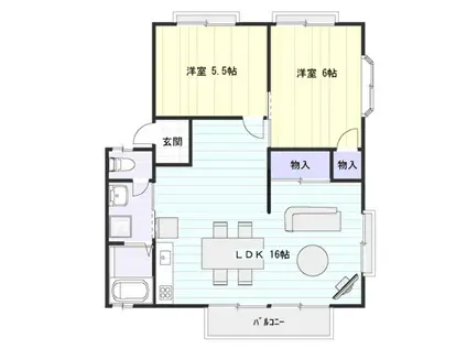 ハイグレードタウン多治米(2LDK/2階)の間取り写真