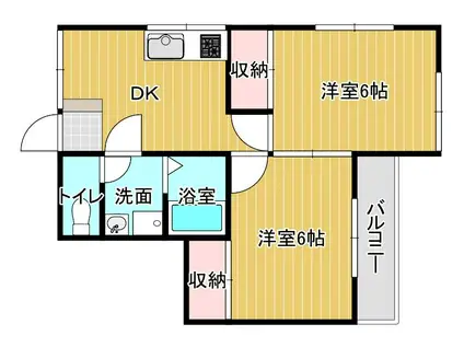 あむーるTOKUHISA(2DK/2階)の間取り写真